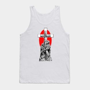 Girls in mourning at the cemetery cross of a unique tomb Tank Top